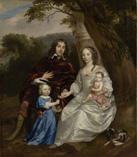 Govert van Slingelandt (1623-90), heer van Dubbeldam, met zijn eerste vrouw Christina van Beveren en hun beide zoontjes