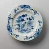 Delftware plate with blue floral and foliate decoration